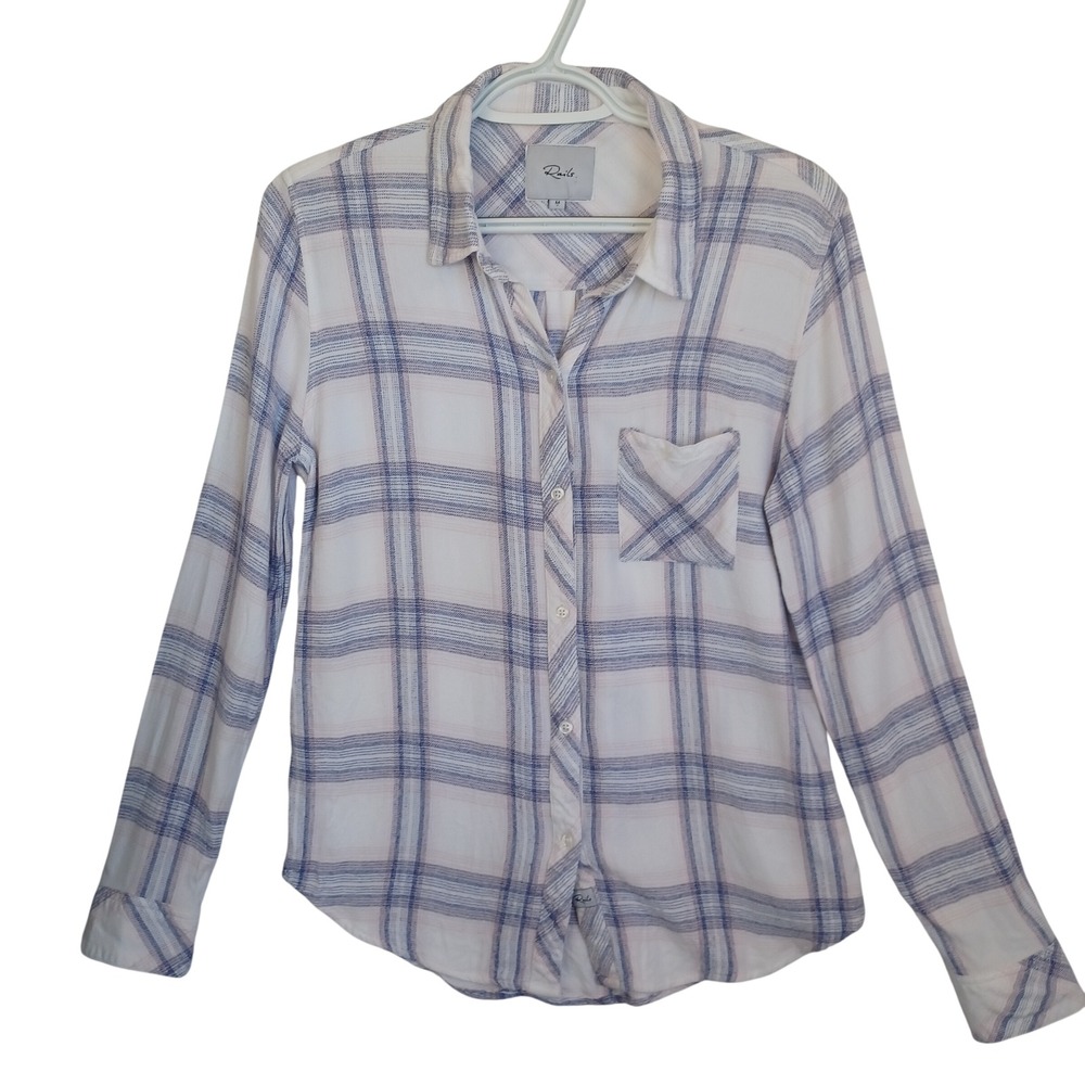 Rails Hunter White Coast Blush Plaid Rayon Button Down Shirt Medium